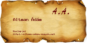 Altman Ádám névjegykártya